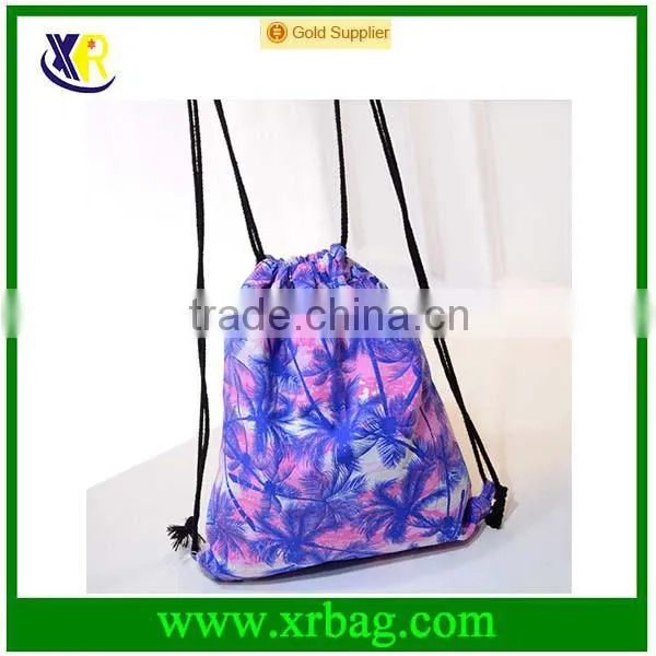 Custom durable full print cotton drawstring backpack bag
