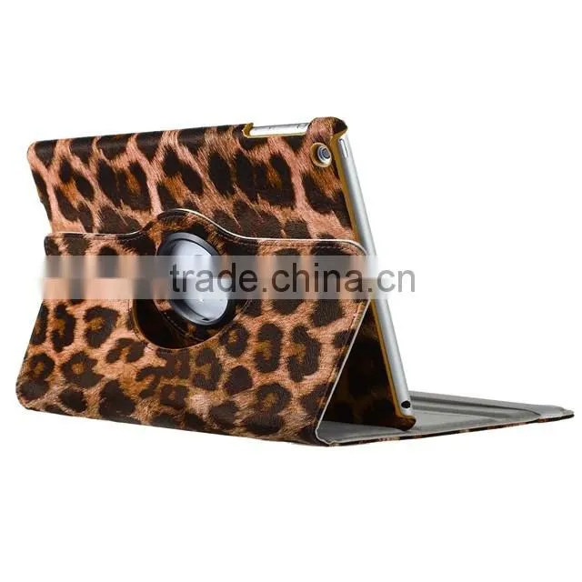 Fashion Style 360 Rotating Brown Leopard Print Tablet Leather Case