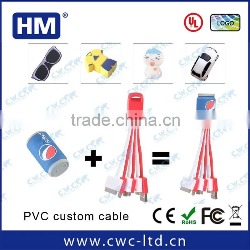 OEM cheap special promotional gifts custom shape 6 in 1 charging cables for mobile phones wholesale mobile charger cables