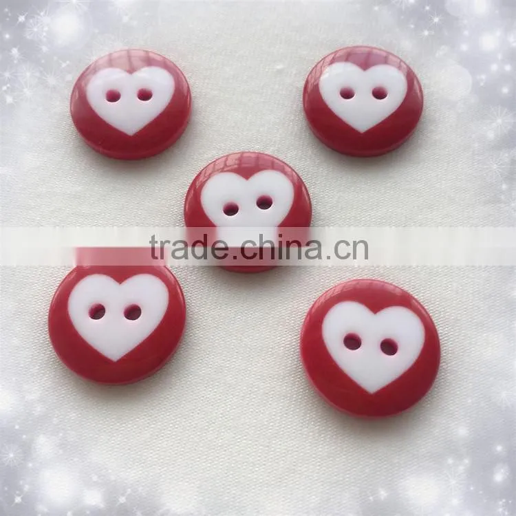lovely heart resin button for children's toys and stationerys