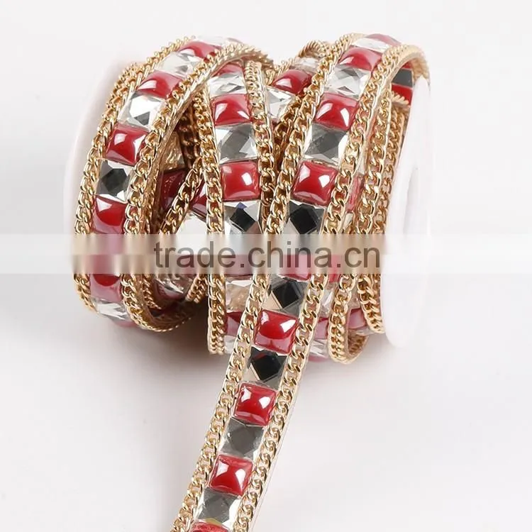 Hot fix adhesive rhinestone tape hot fix black diamond chain