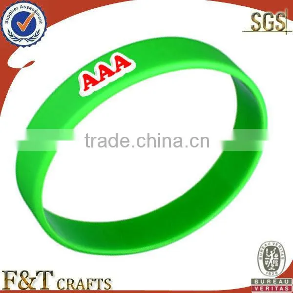 colorful round cheap custom silicon rubber band bracelet with printing logo