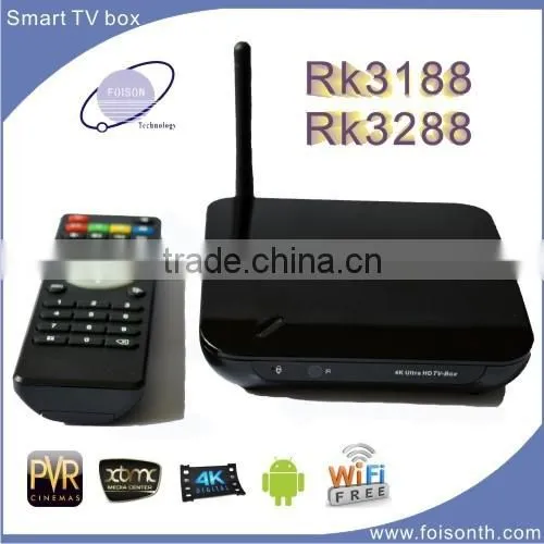 Foisontech hot selling TV-Box Quad Core. RK3288 . smart TV box and support H. 265 and 4k