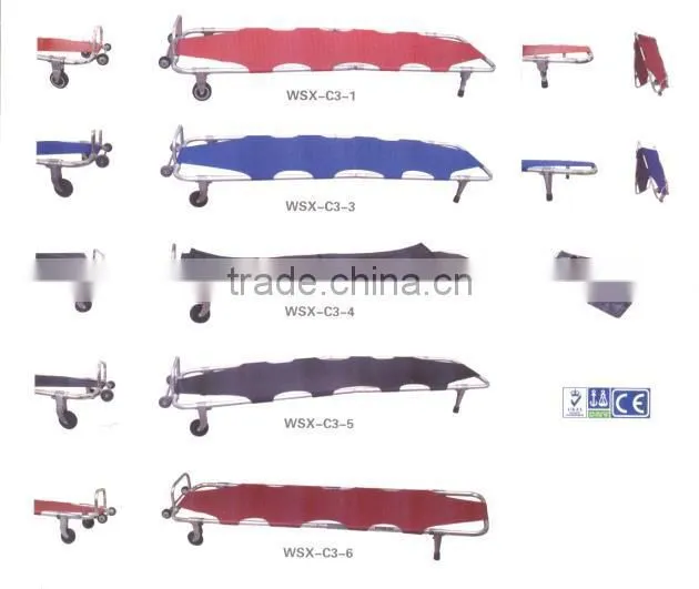 funeral folding transport stretcher, mortuary aluminum easy-fold wheeled folding stretcher,morgue transport stretcher