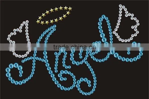 glitter with rhinestone letter transfer hot fix motif iron on t-shirts