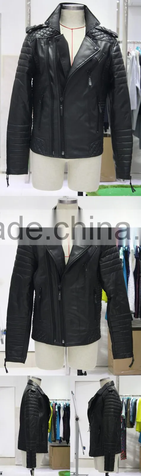 Hot selling womens leather jackets, jacket factory guangzhou leather jacket, women casual leather jacket