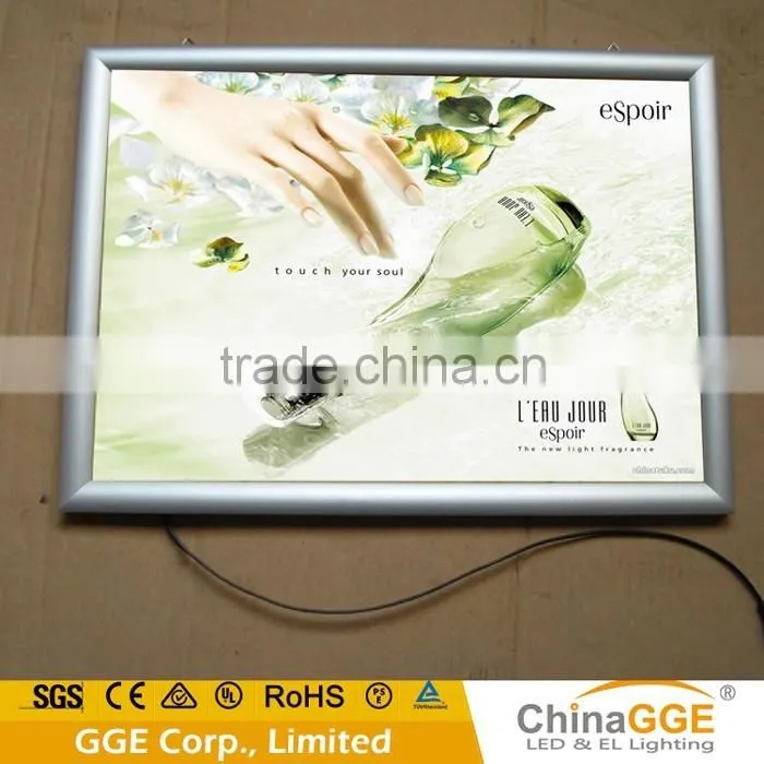 Long using life snap aluminum edge display light box for cabinet restaurant