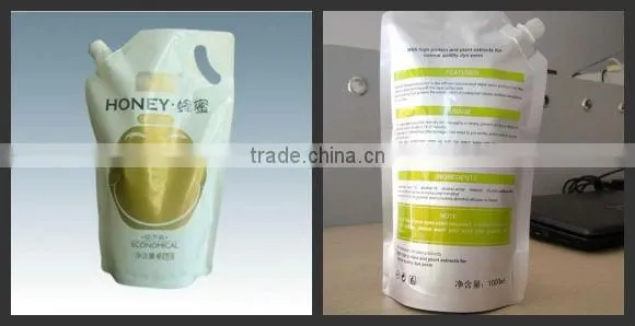 Stand up plastic bag with spout for laundry detergent