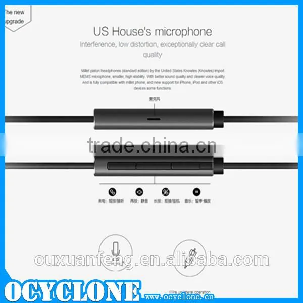 Newest design xiaomi brand piston3 with micro and volume control genuine earphone
