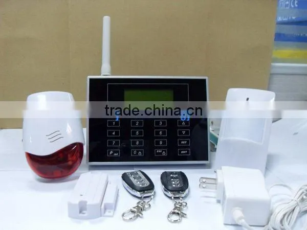 Dual Network PSTN GSM wireless sim card alarm system with touch keypad and wireless doorbell