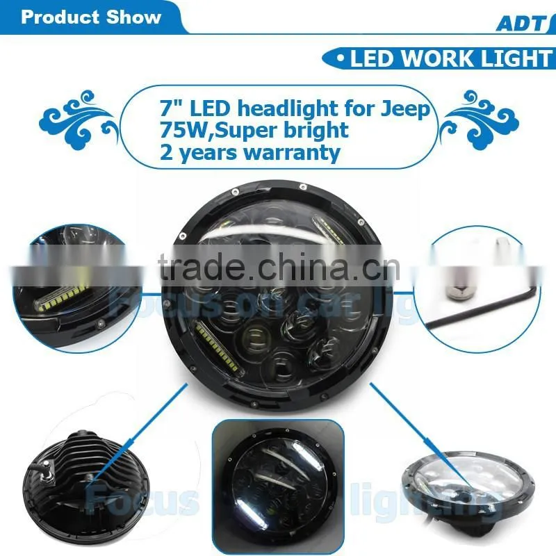 7'' High/Low Beam H4/HB2/9003 LED Head Light, Complex Reflector Optics Design LED Headlamp, Car LED Headlight for Wrangler CJ TJ