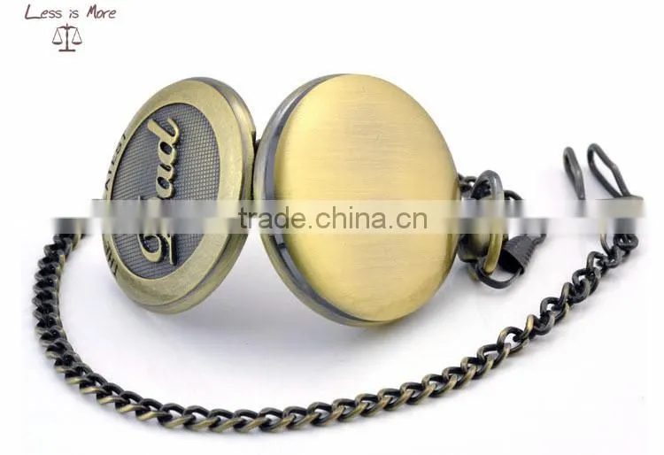 wholesale Antique brass pocket watch necklace as Best love for dad