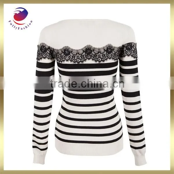 cotton net t shirts girls wholesale long style stripe fashion style