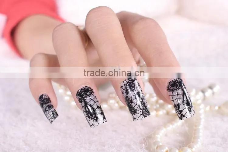black/white lace nail sticker wholesale Shining Glitter Nail Sticker Nail Wraps
