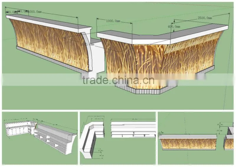 Fancy Style Office Furniture Artificial Marble Reception Counter Design