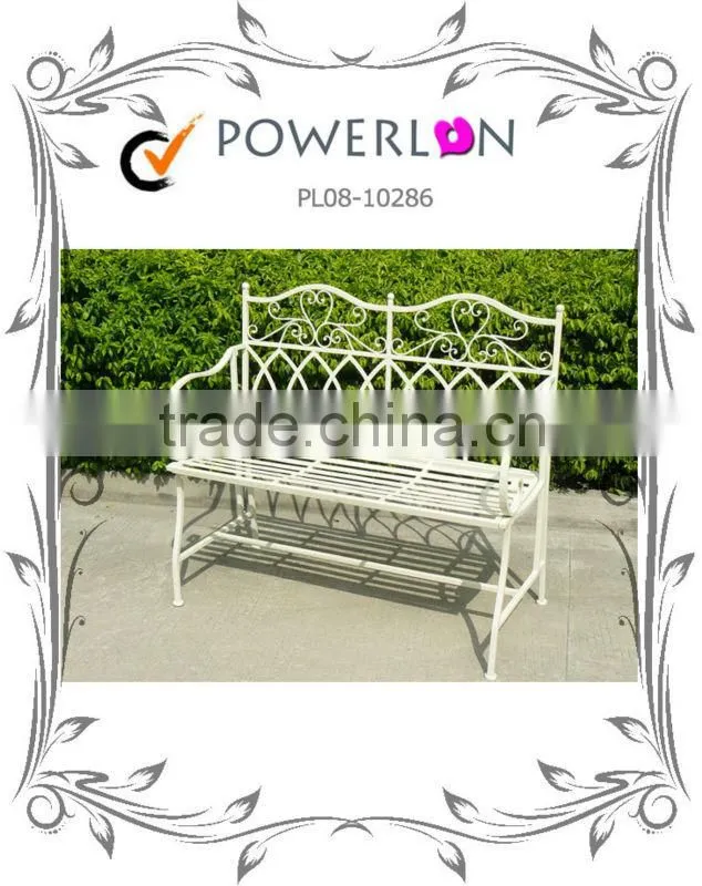 Nice Elegant Antique White Decorative Iron Cast Iron Bench For Garden Backyard I21 TS05 X11B PL08-8670