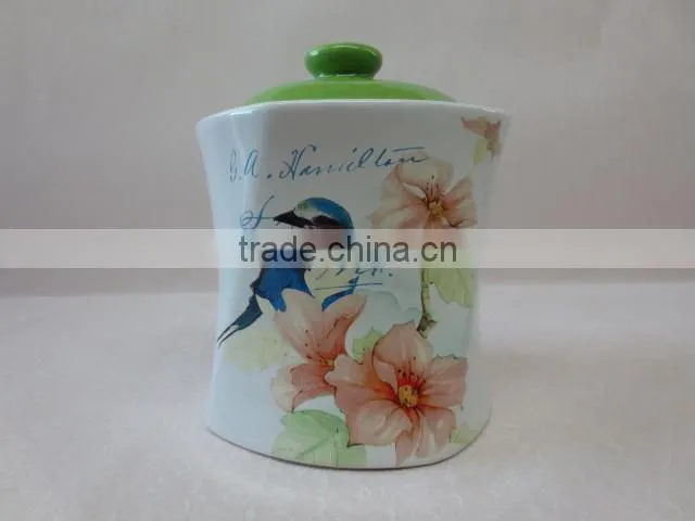 Decorative Ceramic Kitchen Spice Bottle Jar with Yellow Olive Handpaint