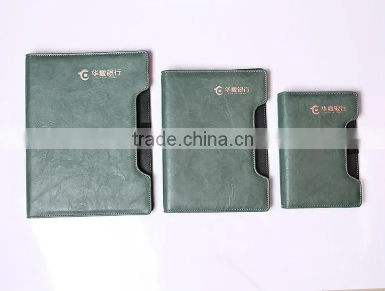 Special bank advertisement green soft imitation leather office gift notepad/organizer/planner/notebook/diary