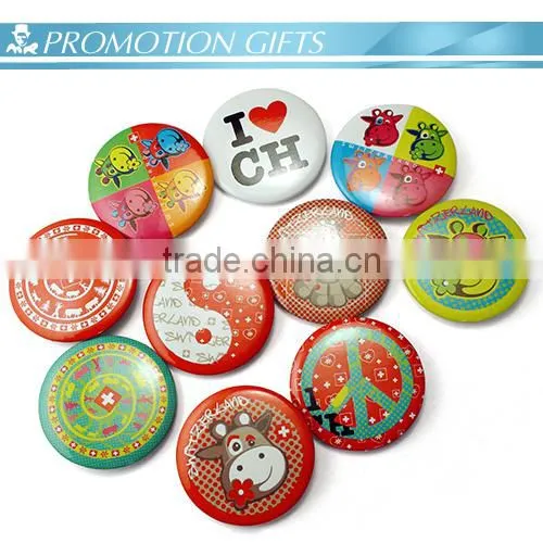 promotional custom tin button badge with safety pin
