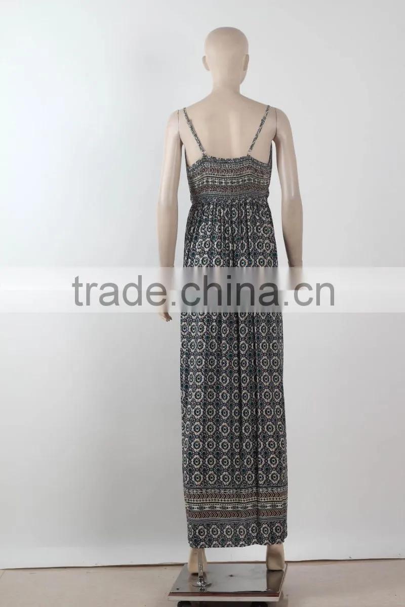 Wholesale Maxi Dress Women 2016 Fancy Design Printed Casual Maxi Dress For Party