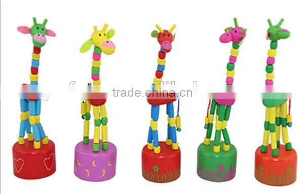 Pop-up giraffe wooden puppet Push finger toy