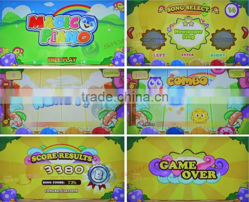 Coin operated magic piano game machine/tickets game machine