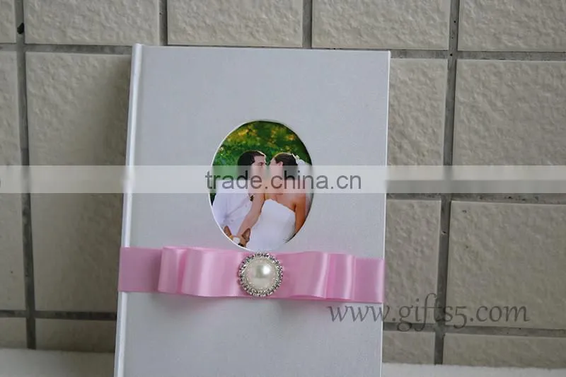 Wedding Guest Books with silk cover and ribbon