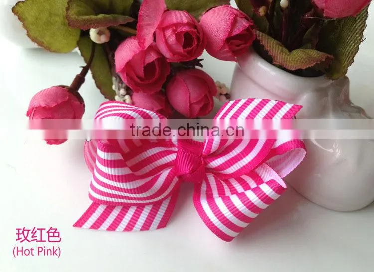 Orange Stripe Baby Bow Ties Grosgrain Ribbon Baby Hair Bow