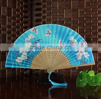 China plastic Hand Fan/Embroidered/ Ladys Silk Dance Fan for Event Party Supplies
