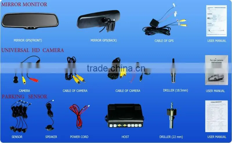 parking sensor display car backup car rear camera rearview mirror monitor