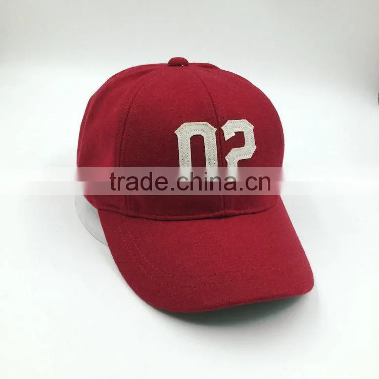 Custom design 8 panel wool blend baseball cap
