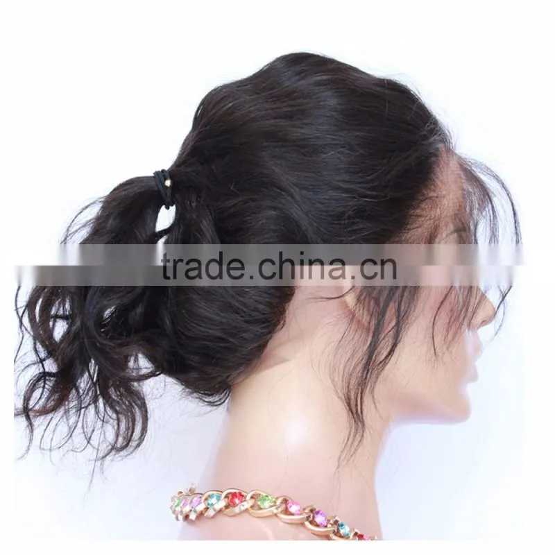 Natural wave Peruvian virgin hair 360 lace frontal with lace band ,lace frontal