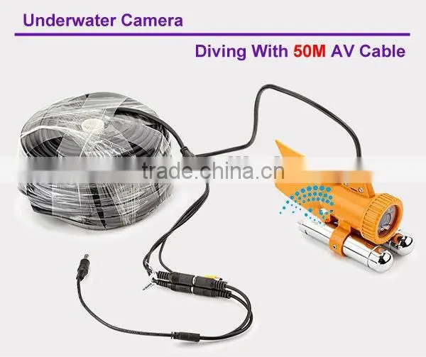 underwater cctv video camera HD 7"LCD screen 1/3 SONY CCD 50m cable, camera can rotate at 360 degree IR White LED lights
