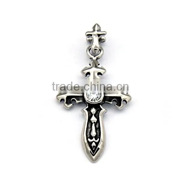 Cheapest Pendant jewelry Casting vintage cross with zirconia pednant jesus hot selling pendant