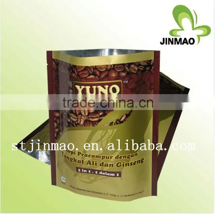 Self-standing coffee bag with zip top