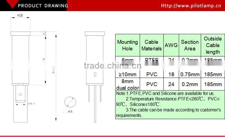 IP67 chocol fountain plastic 8mm 220v red led lighting fixture led lamp for street light