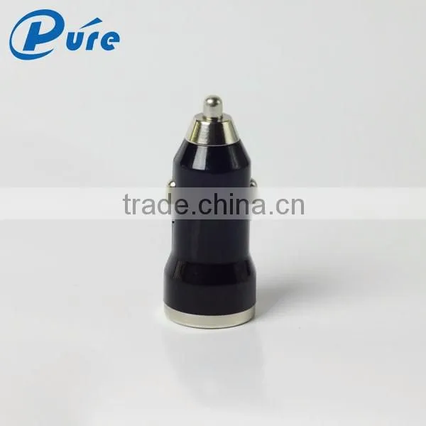 Promotional CE/RoHS/FCC best selling high quality car usb charger 2 port bullet dual usb car charger adapter