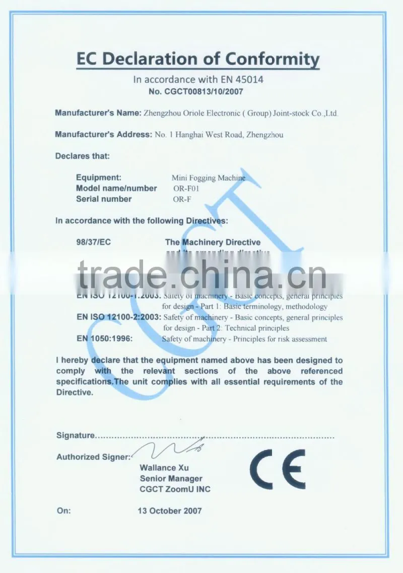 ISO, CE Top sale mosquito butane gas mini thermal fogger machine