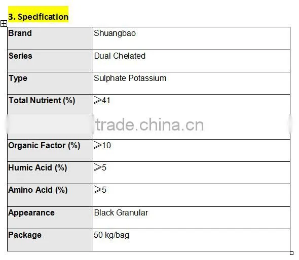 Dual Chelated Fertilizer 14-11-16 with Humic Acid and Amino Acid