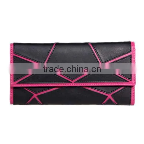 Lady Three Folded Genuine Leather Wallet, Europe and American Fashion Color Match Holder (BCN013)