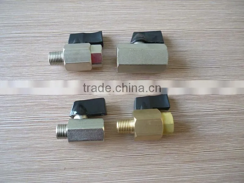 brass mini ball valve with size of 1/4" 3/8"1/2" ,female and male thread ,brass body with nipple or chrome planted ,