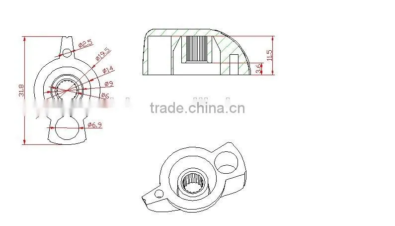 chicken-head potentiometer knob 6mm for knurled shaft