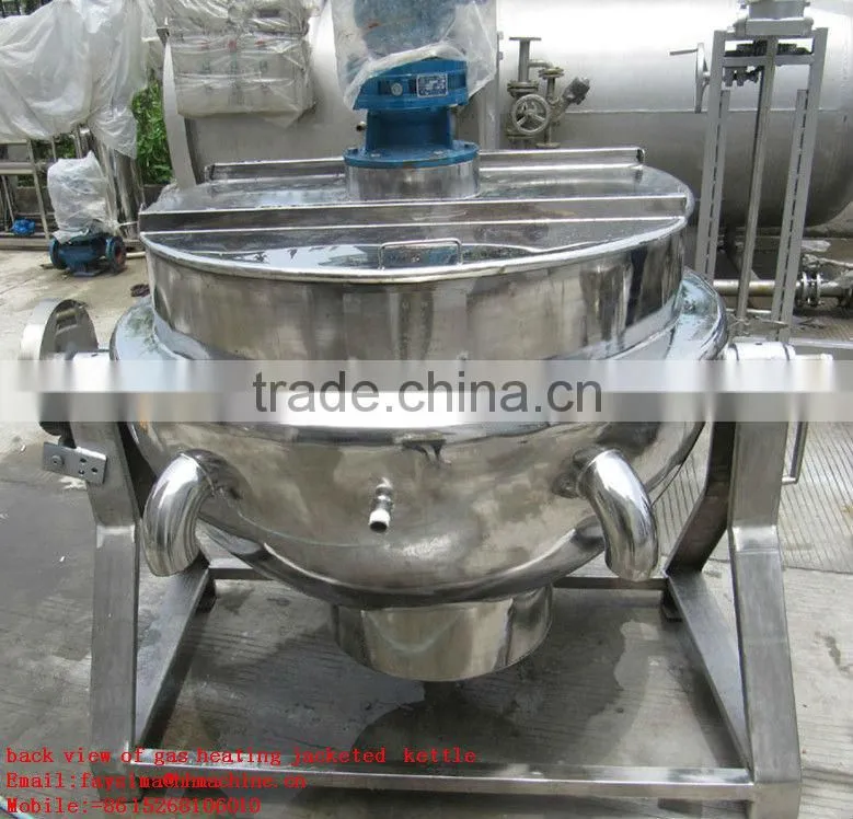 300Lcooking meat pork tiling double Gas Heating Jacketed Kettle with agitator made in chine save energy