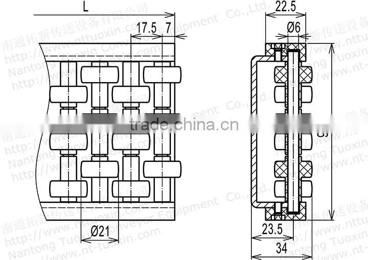 Modular Conveyor Belt Roller Side Guide