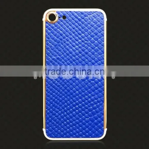 Luxury 24k gold plated + genuine leather back housing for iPhone 7 metal back cover