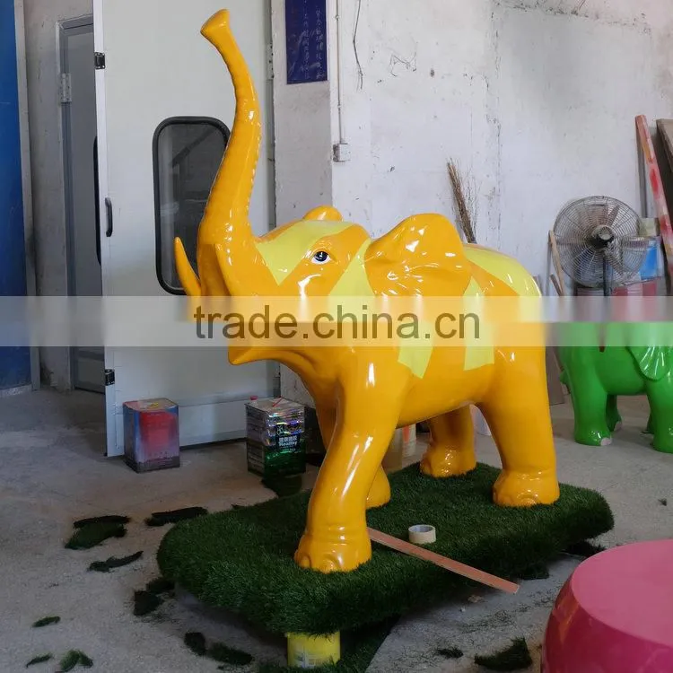 Outdoor FRP elephant figurine statue