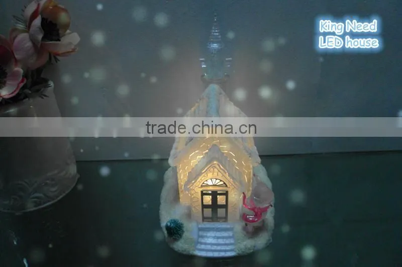 2015Dongguan Acrylic 7inch snow house with LED color-changing Light