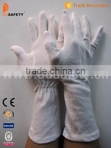 DDSAFETY 2017 White Cotton Interlock gloves With Long Cuff