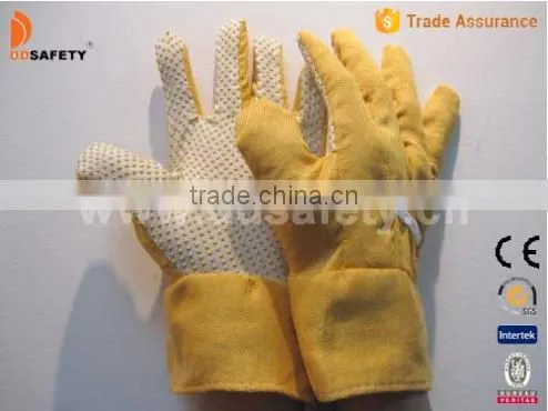 DDSAFETY Yellow Dots On Palm Yellow Back Band Cuff Gardening Worker Gloves