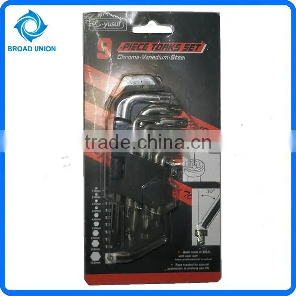 9PC Hot Sale Hex Key All Size Allen Wrench Hex Key Set